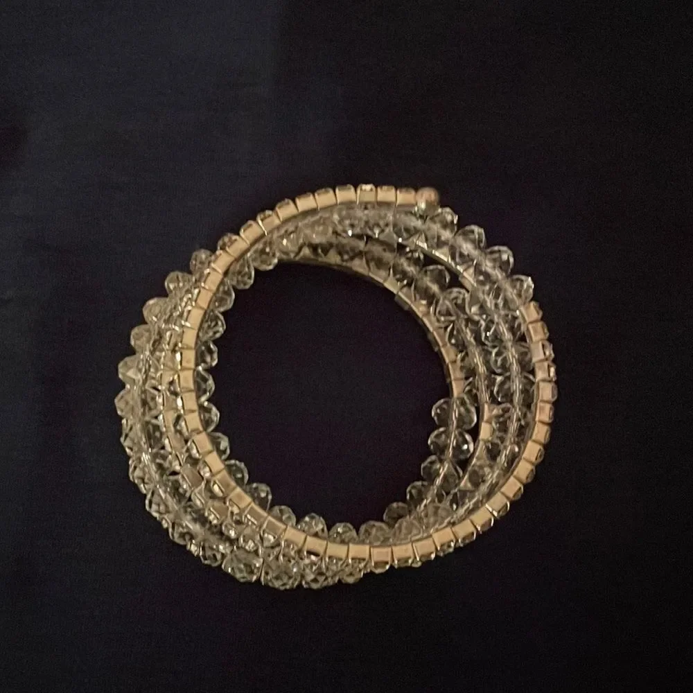 Silver and CZ stretchy bangle